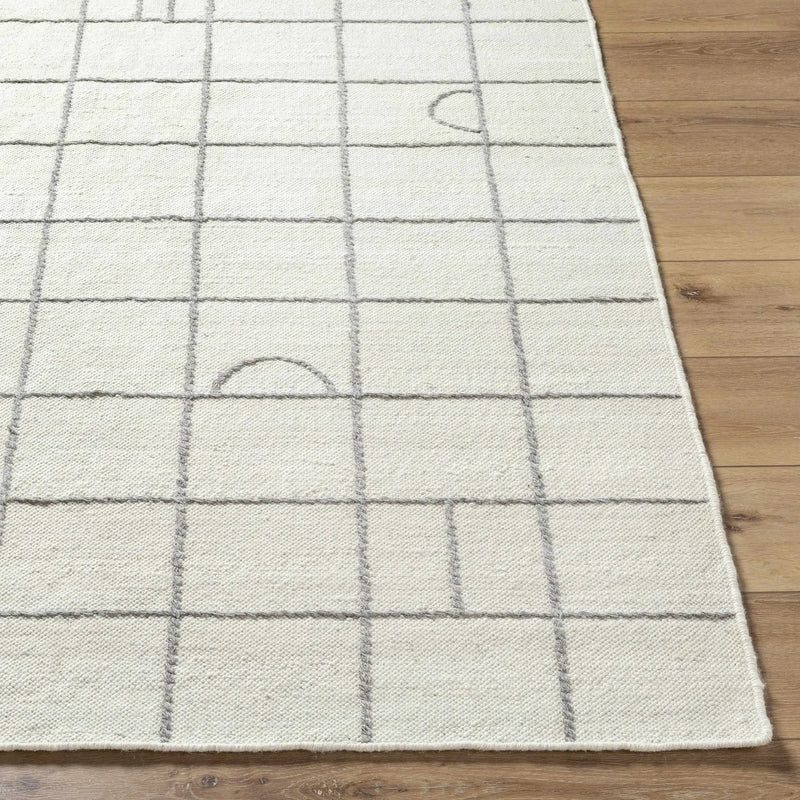 Tieve Black & White Grid Wool Rug - Clearance by Boutique Rugs