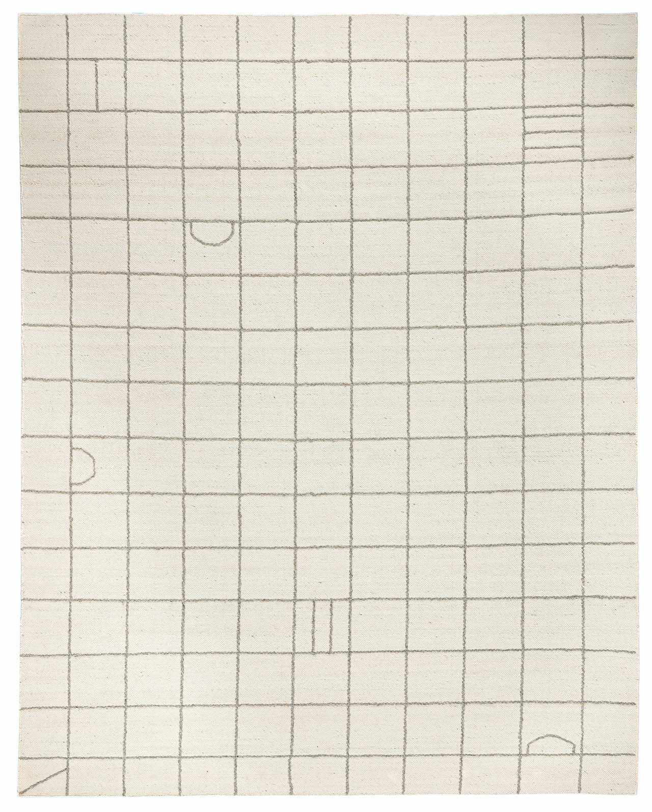 Tieve Black & White Grid Wool Rug - Clearance by Boutique Rugs