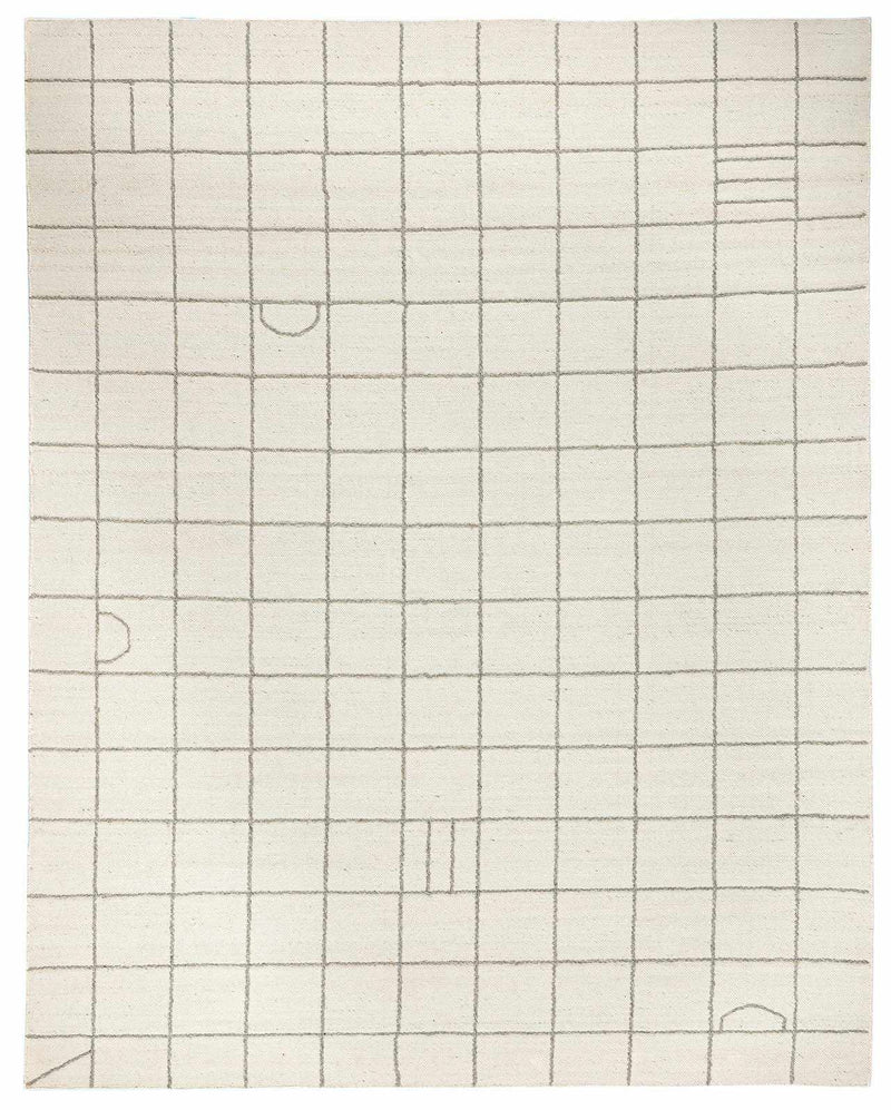 Tieve Black & White Grid Wool Rug - Clearance by Boutique Rugs