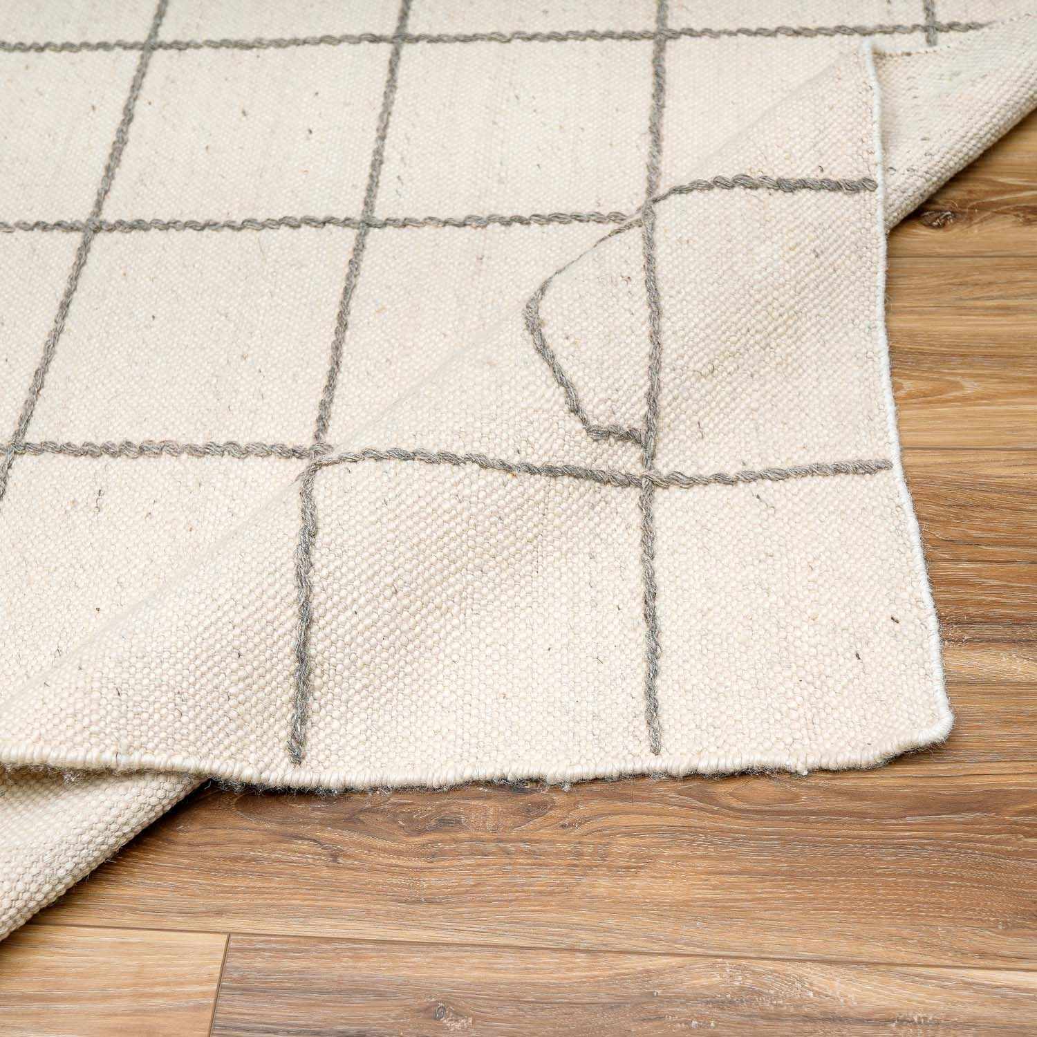 Tieve Black & White Grid Wool Rug - Clearance by Boutique Rugs
