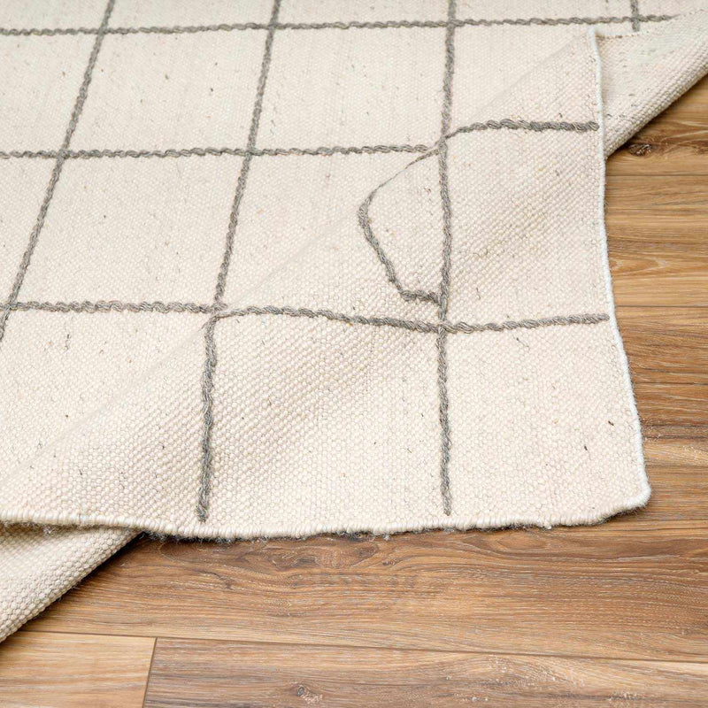Tieve Black & White Grid Wool Rug - Clearance by Boutique Rugs