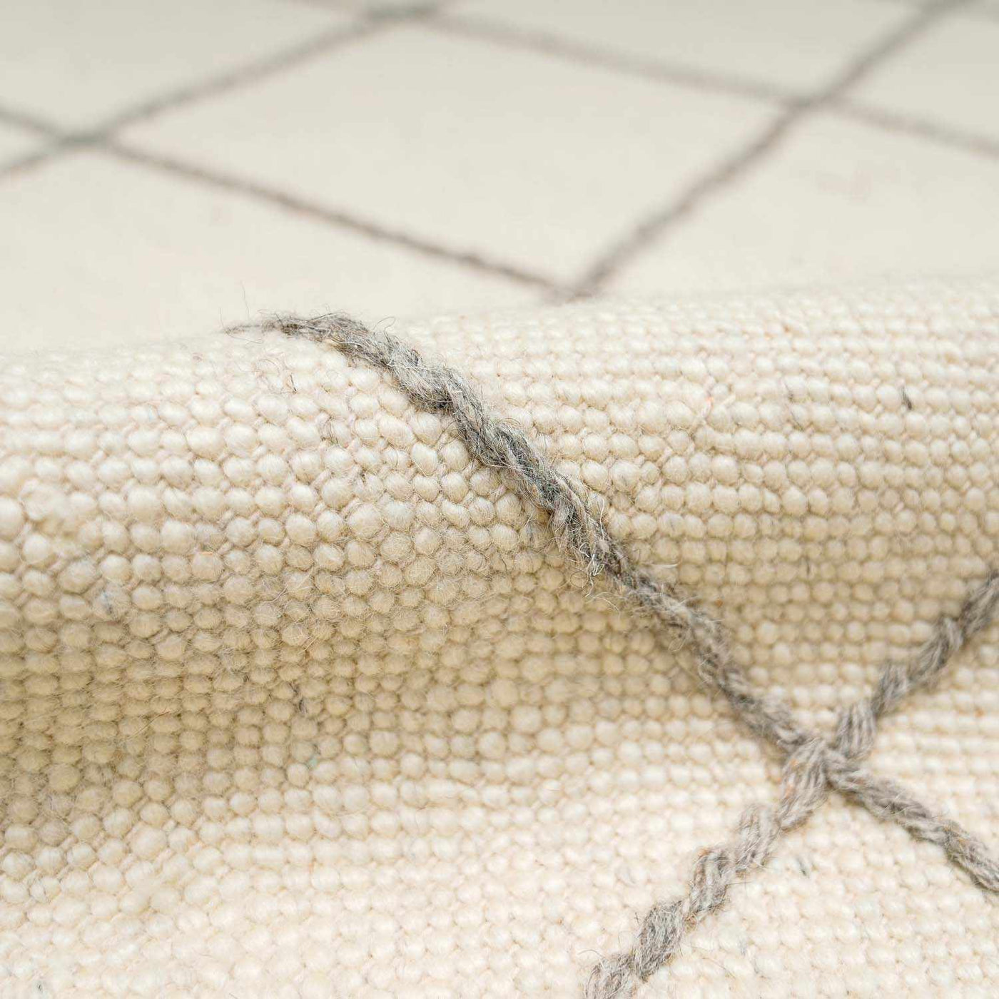 Tieve Black & White Grid Wool Rug - Clearance by Boutique Rugs
