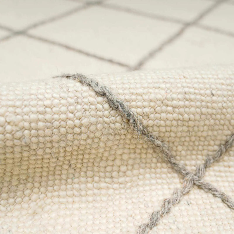 Tieve Black & White Grid Wool Rug - Clearance by Boutique Rugs