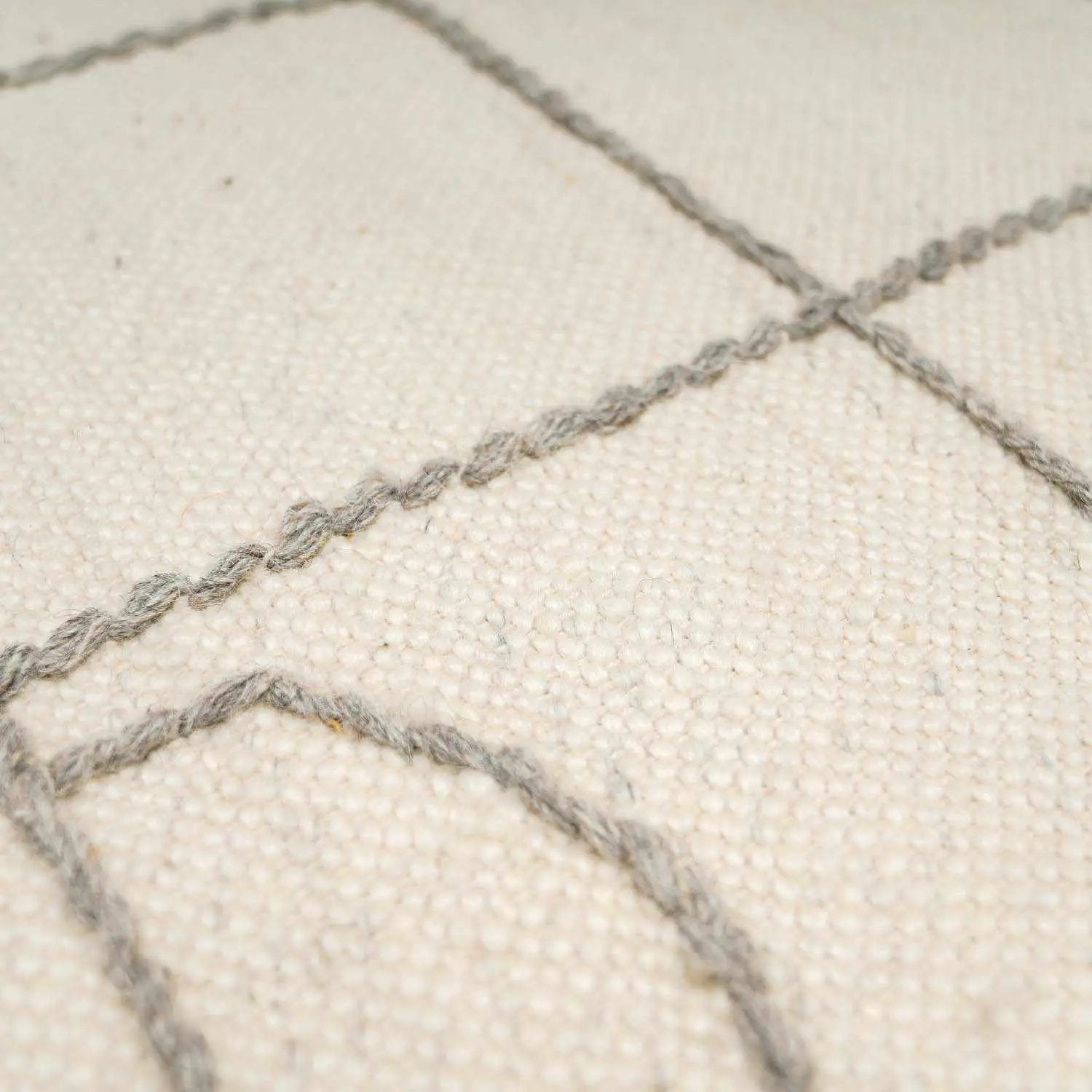 Tieve Black & White Grid Wool Rug - Clearance by Boutique Rugs
