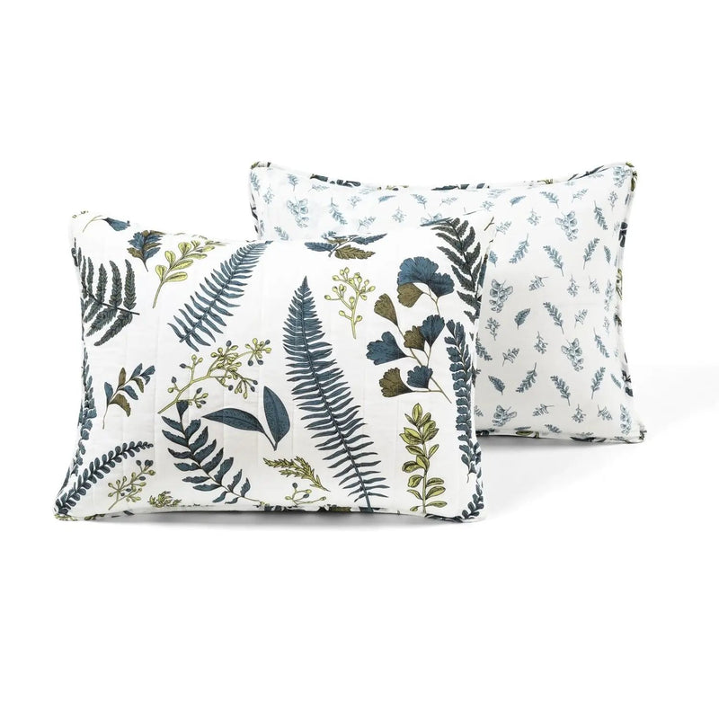Full/Queen Reversible Cotton Lightweight Floral Fern 3 Piece Quilt Set by HomePacific