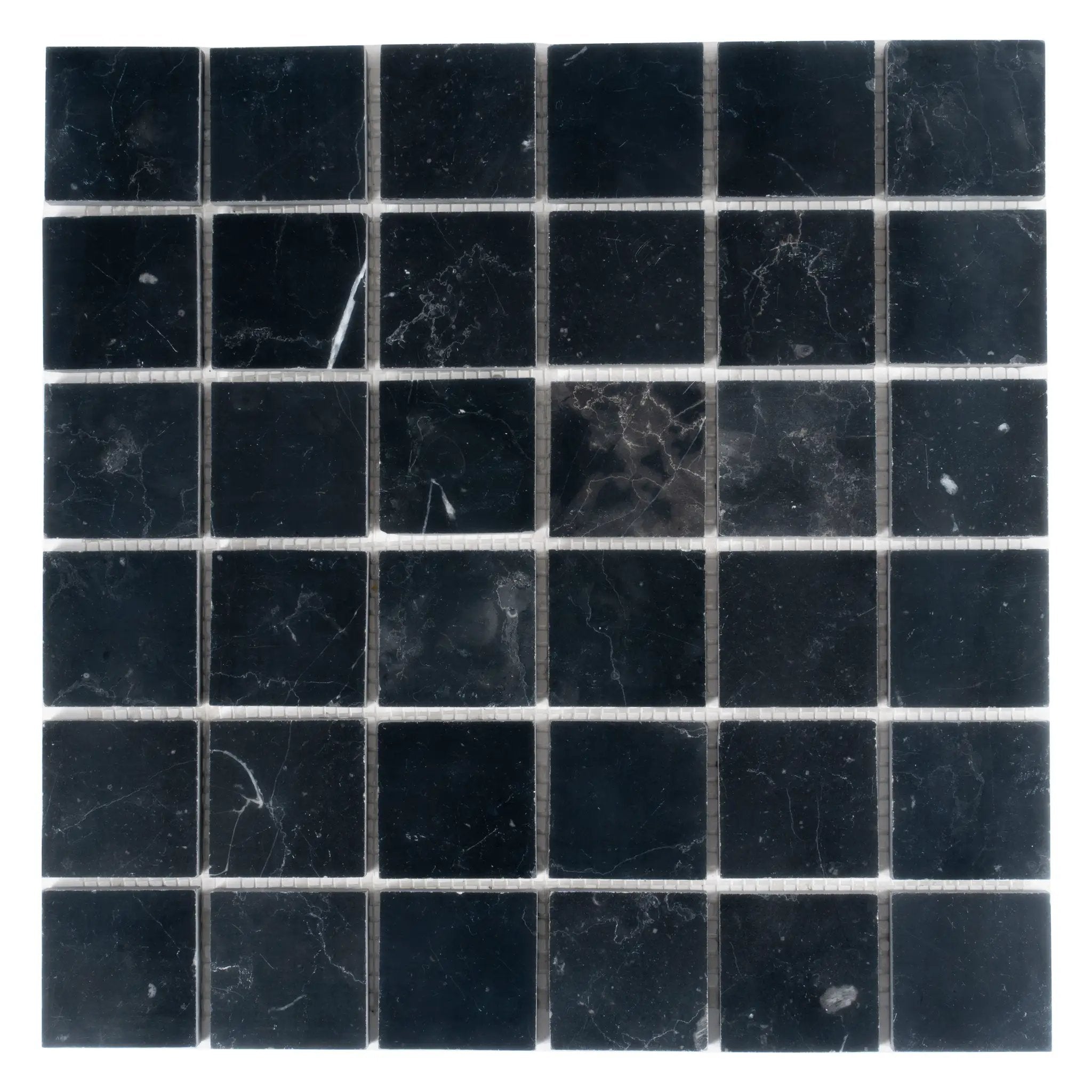 Black 12x12 Polished Square Nero Marquina Marble Mosaic Tile (5 pack, 5 sq ft/case) by Apollo Tile