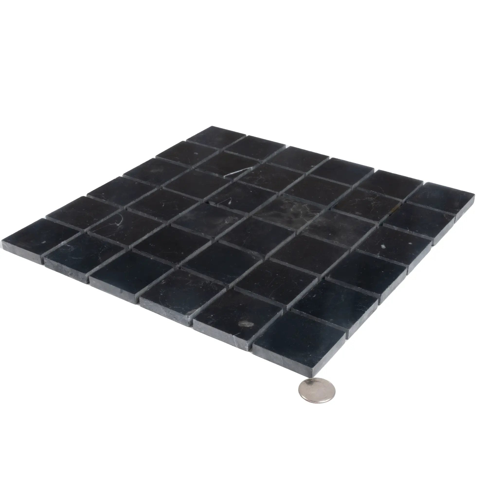 Black 12x12 Polished Square Nero Marquina Marble Mosaic Tile (5 pack, 5 sq ft/case) by Apollo Tile