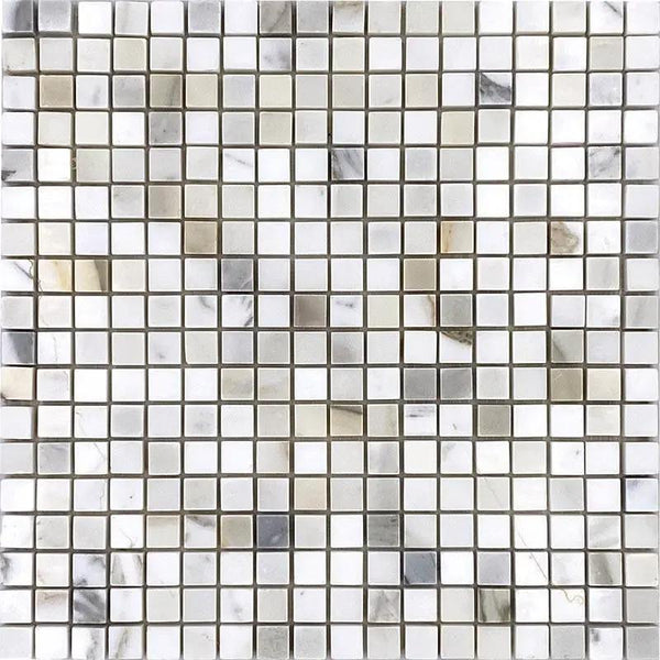 White 12x12 Matte Square Calacatta Marble Mosaic Tile (5 pack, 5 sq ft/case)