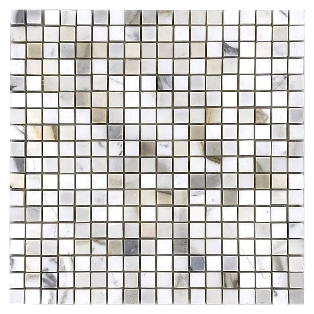 White 12x12 Matte Square Calacatta Marble Mosaic Tile (5 pack, 5 sq ft/case) by Apollo Tile