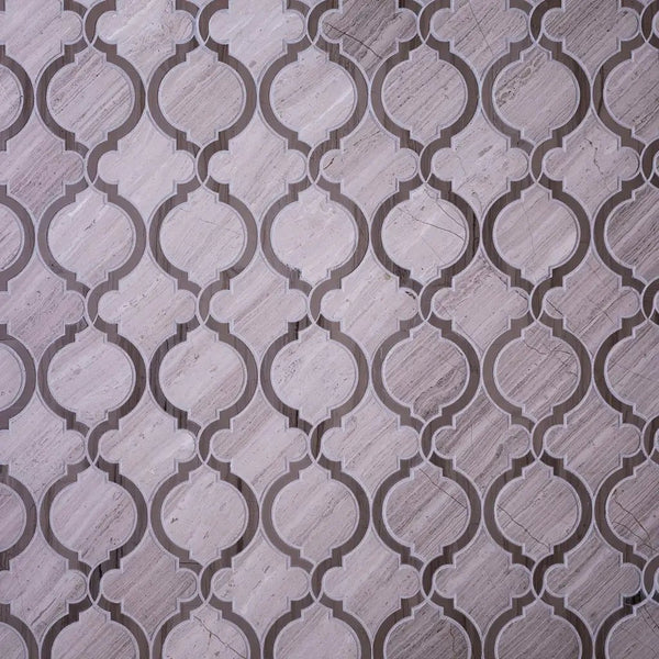 5-Pack Grey 12-in x 12-in Polished Natural Stone Honeycomb Wood Look Floor and Wall Tile