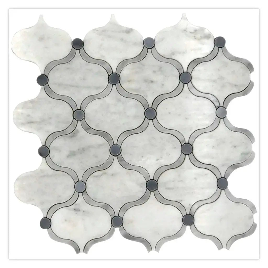 Soft White Gray 12x12 Polished Arabesque Stone Mosaic Tile (5 pack, 4.83 sq ft/case) by Apollo Tile