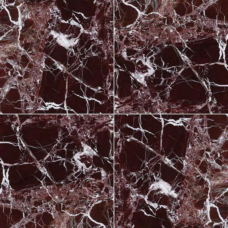 Rosso Levanto Polished Marble Tiles 12x12 close up