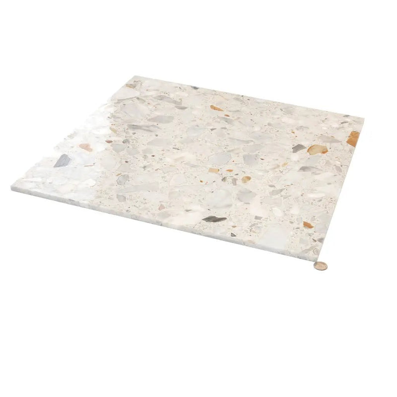 Ivory White Gray 24x24 Polished Square Terrazzo Large Format Tile (4 pack, 15.5 sq ft/case) by Apollo Tile
