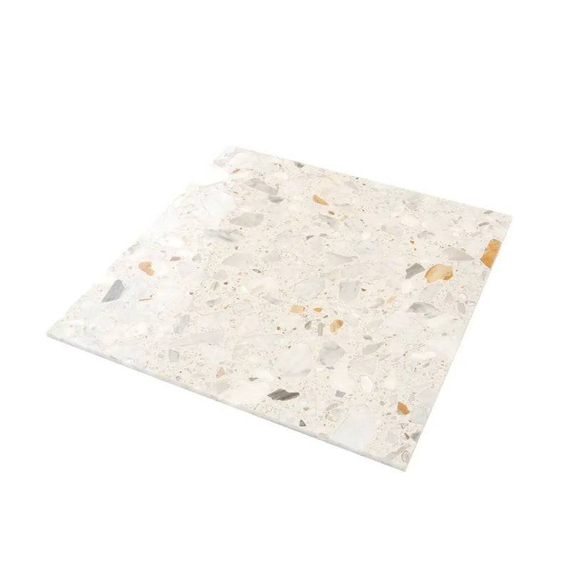 Ivory White Gray 24x24 Polished Square Terrazzo Large Format Tile (4 pack, 15.5 sq ft/case) by Apollo Tile