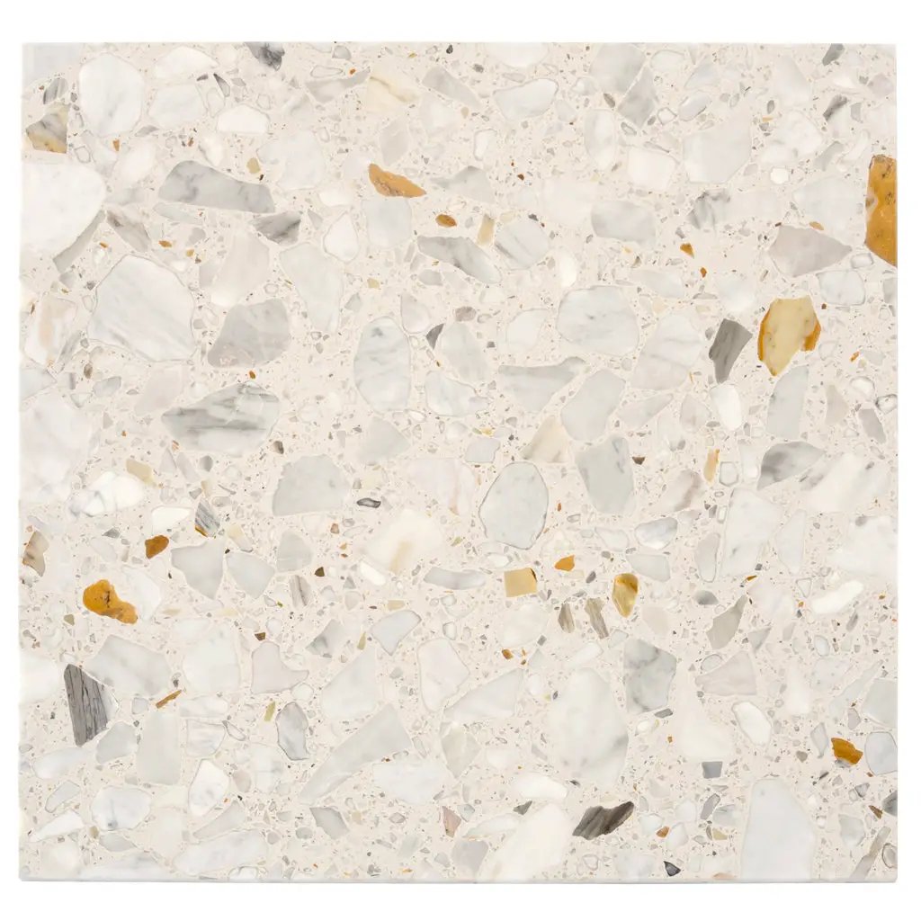 Ivory White Gray 24x24 Polished Square Terrazzo Large Format Tile (4 pack, 15.5 sq ft/case) by Apollo Tile