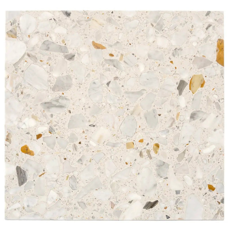 Ivory White Gray 24x24 Polished Square Terrazzo Large Format Tile (4 pack, 15.5 sq ft/case) by Apollo Tile