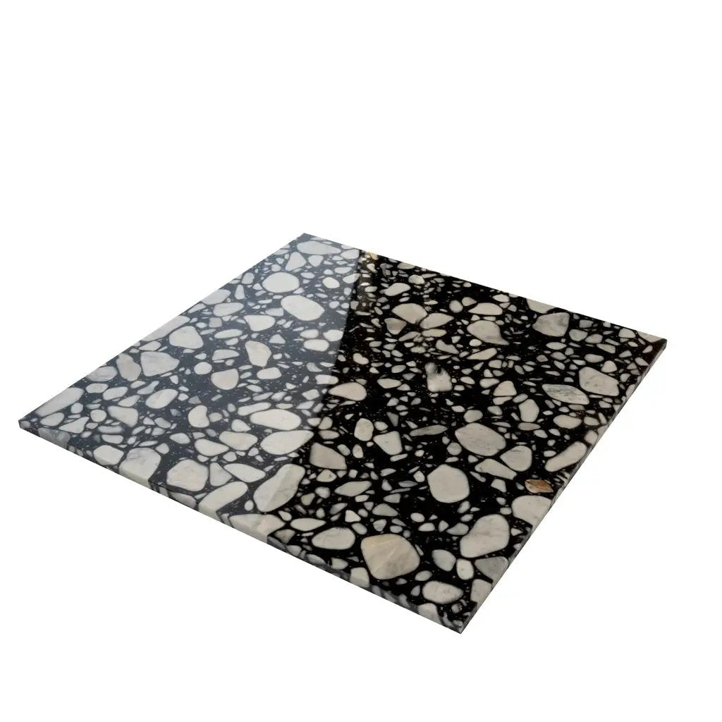 Jet Black 24x24 Polished Square Terrazzo Large Format Tile (4 pack, 15.5 sq ft/case) by Apollo Tile