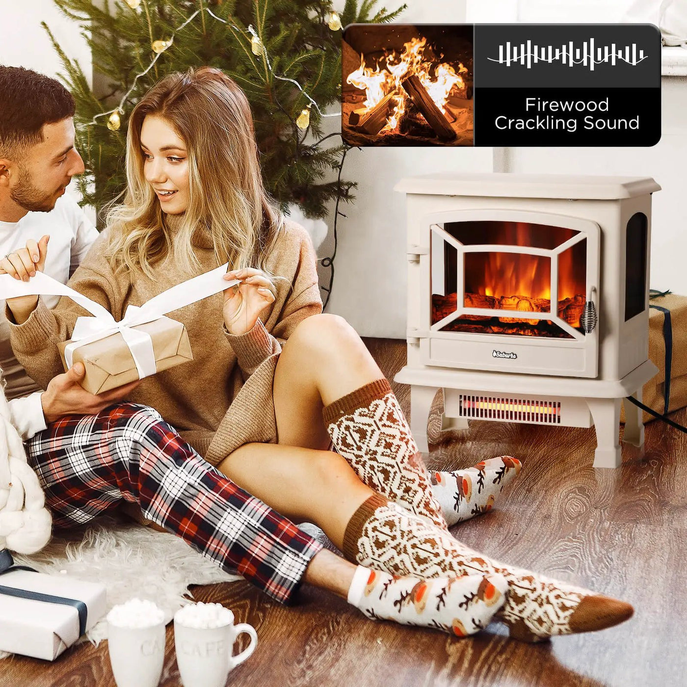 Suburbs TS20-SD Electric Fireplace Stove Heater with Sound by TURBRO