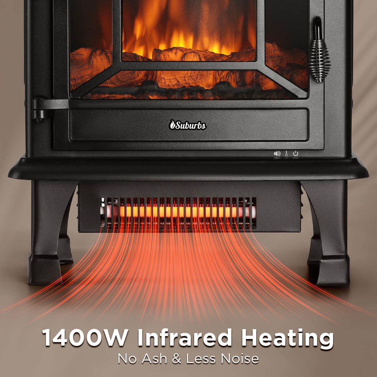 Suburbs TS20-SD Electric Fireplace Stove Heater with Sound by TURBRO