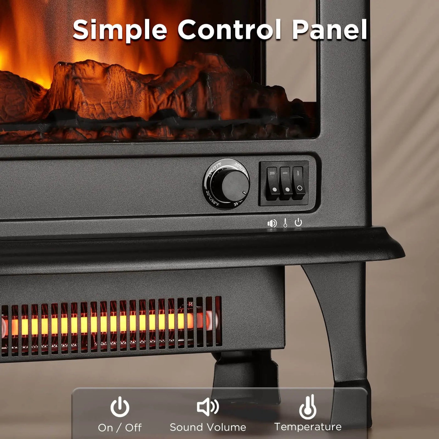 Suburbs TS20-SD Electric Fireplace Stove Heater with Sound by TURBRO