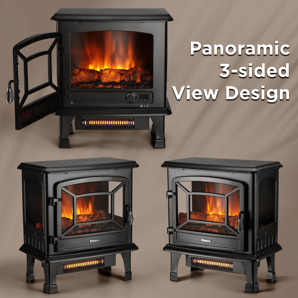 Suburbs TS20-SD Electric Fireplace Stove Heater with Sound by TURBRO