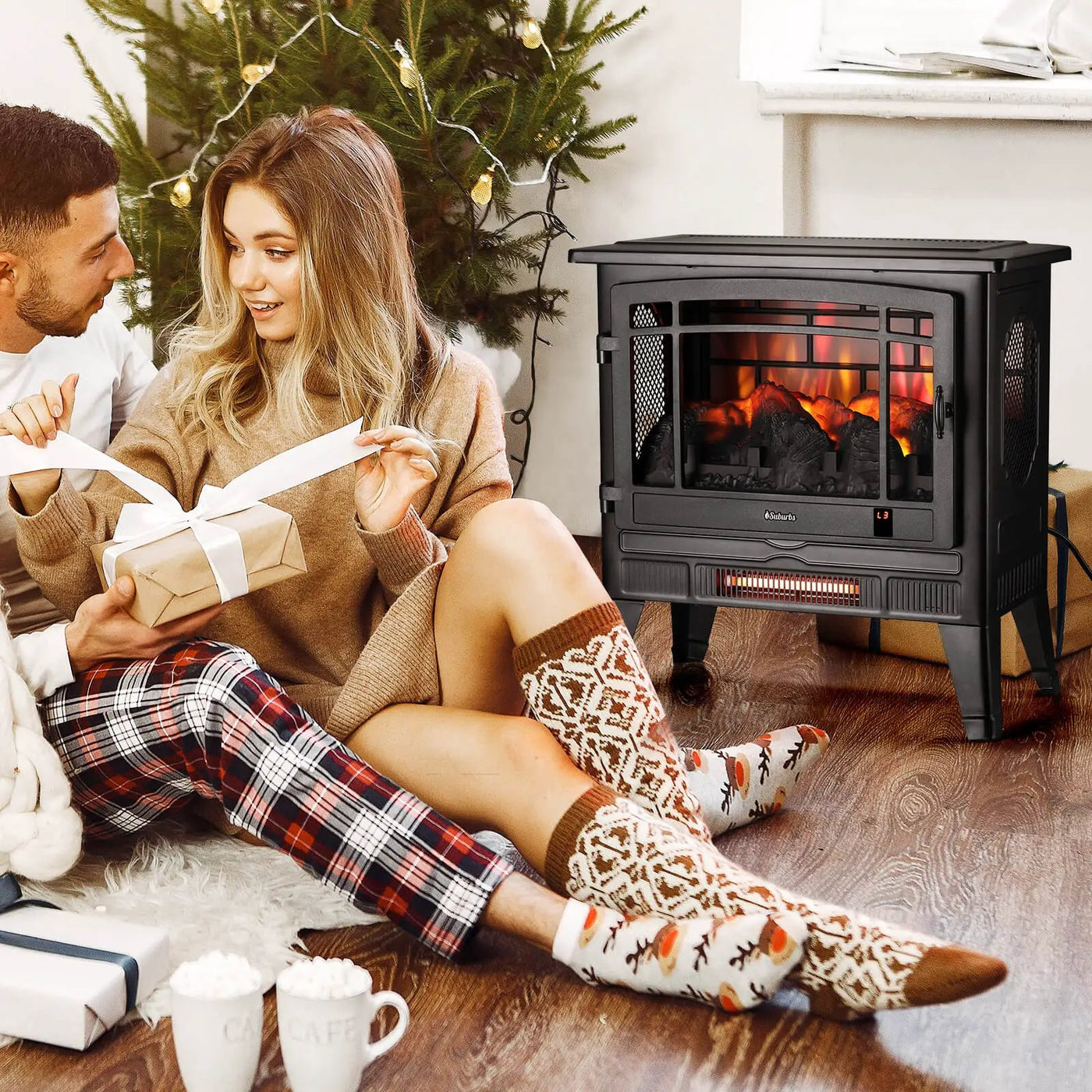 Suburbs TS25 Smart Electric Fireplace Stove Heater, WiFi Enabled by TURBRO