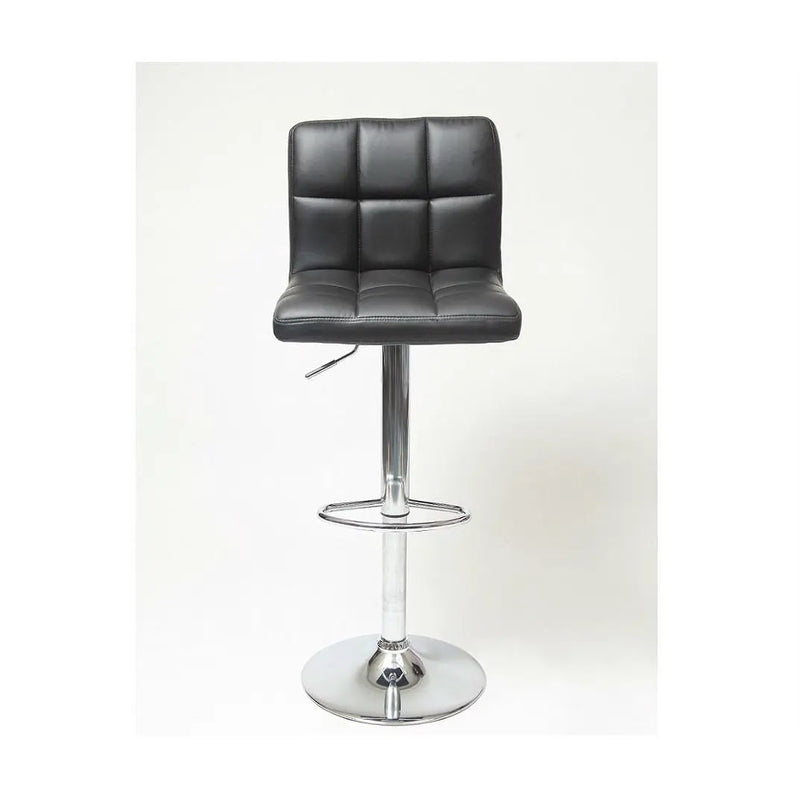 Set of 2 - Adjustable Height Bar Stool with Black Faux Leather Cushion Seat by HomePacific