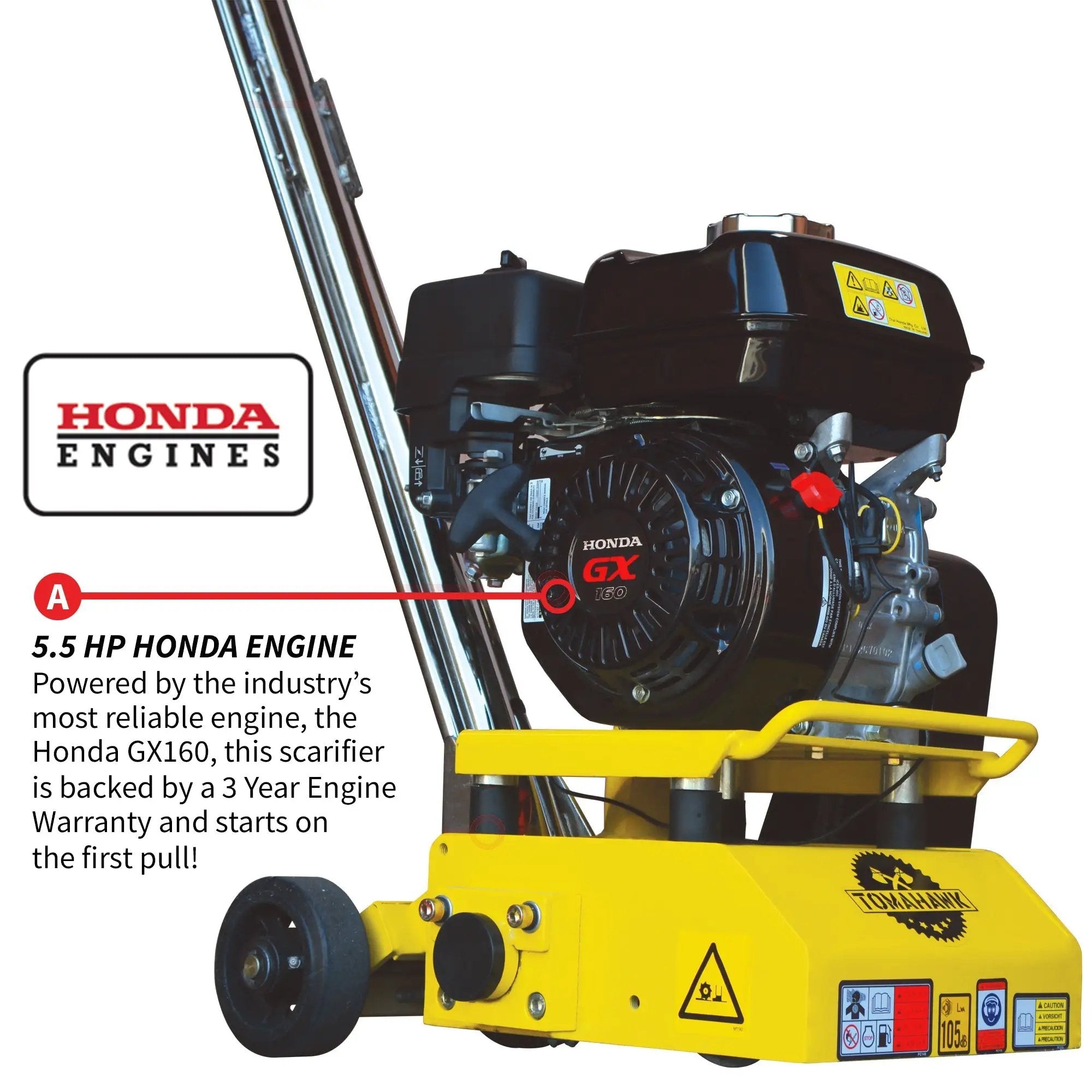 8” Gas Concrete Scarifier Planer Grinder with 5.5 HP Honda Engine & Drum by Tomahawk Power