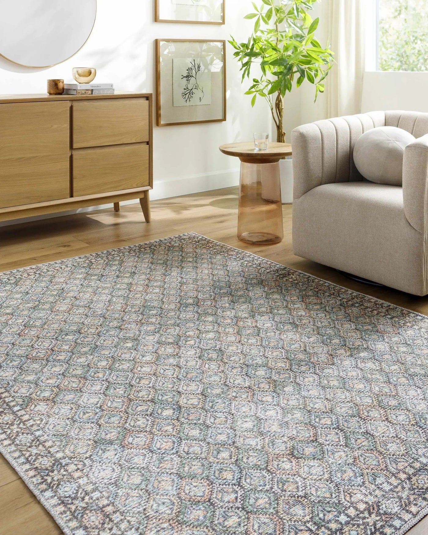 Telma Medium Green Washable Area Rug by Boutique Rugs