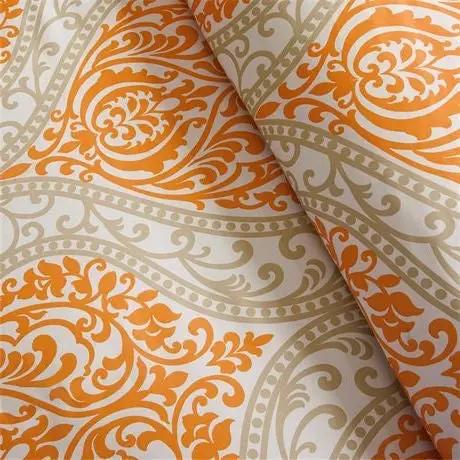 Twin size 4-Piece Orange White Damask Print Comforter Set by HomePacific