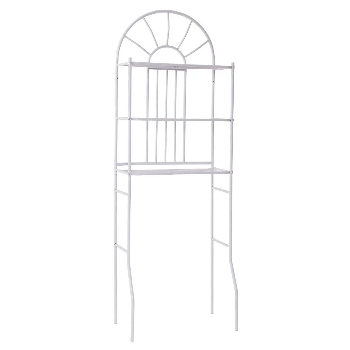 Over Toilet Bathroom Space Saving Storage Shelving Unit in White Metal Finish by HomePacific