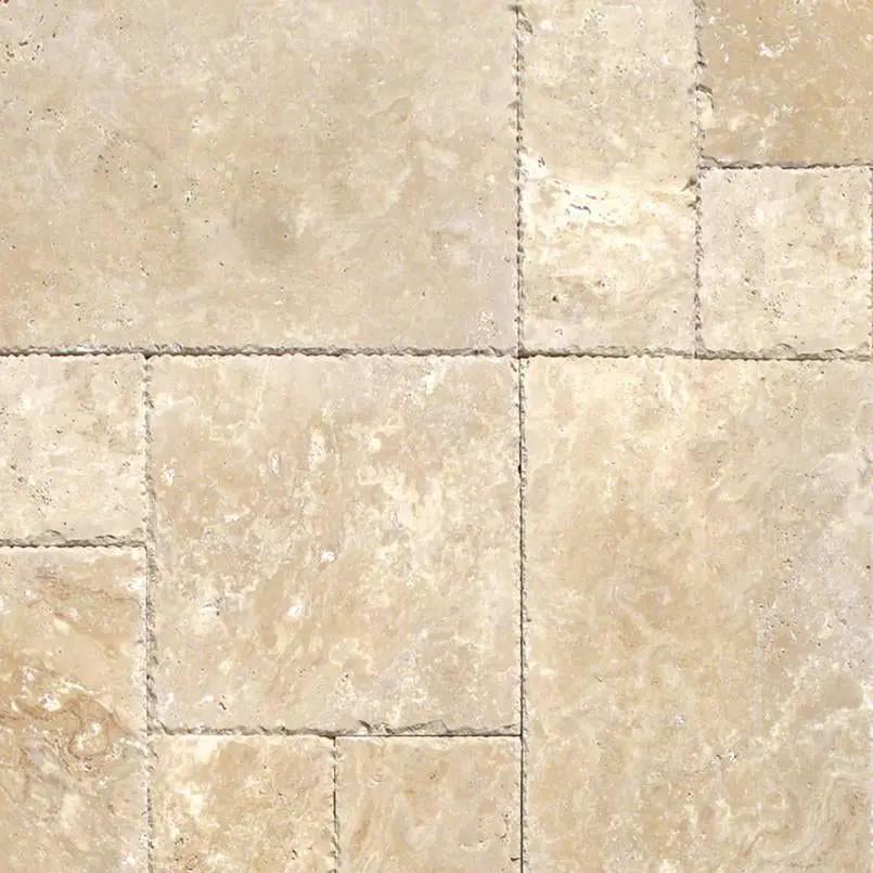 Tuscany Beige Split Face Pattern Travertine Pavers HUCB close up