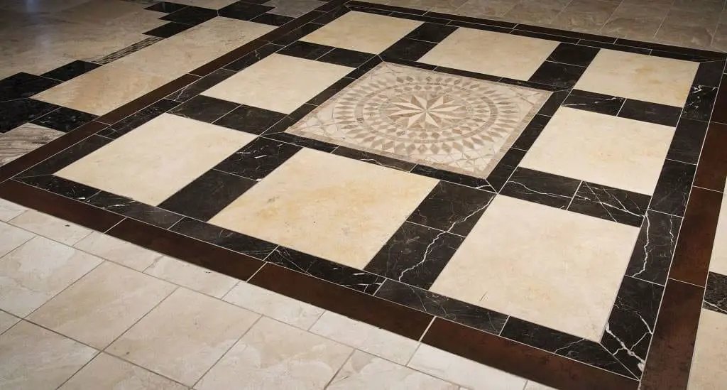 Tuscany Ivory Honed Travertine Mosaics 3/4x3/4 in a finished room