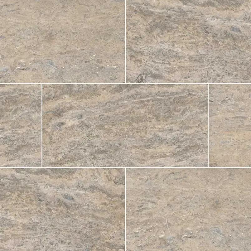 Silver Vein Cut Travertine Honed Tiles 12x24 close up