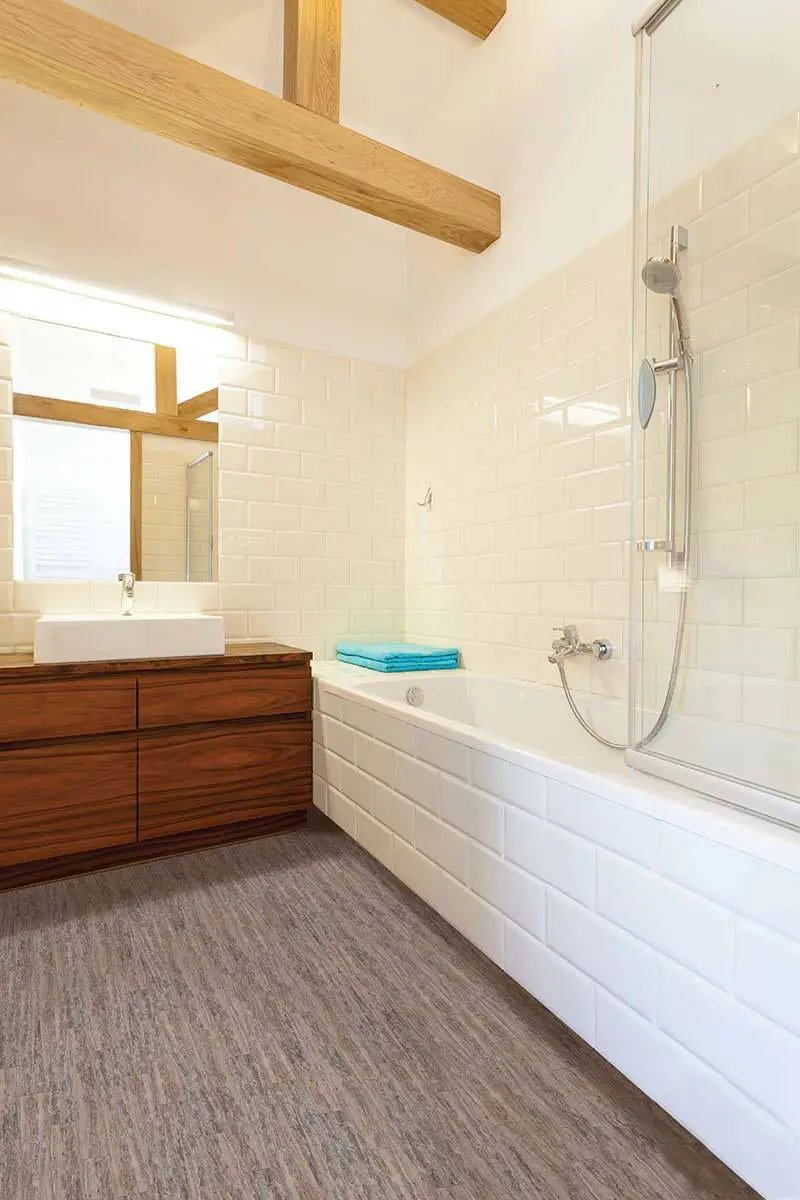 Silver Vein Cut Travertine Honed Tiles 12x24 in a finished room