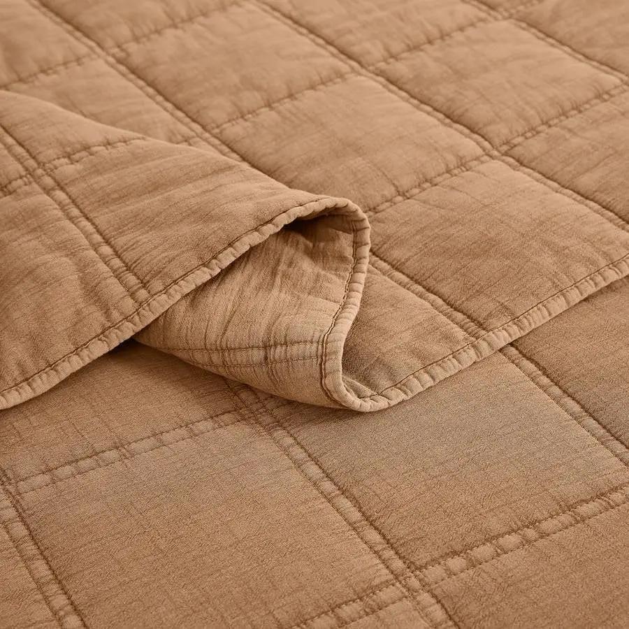 King / California King size Taupe Brown Sienna Faded Stone Washed Cotton Quilt by HomePacific