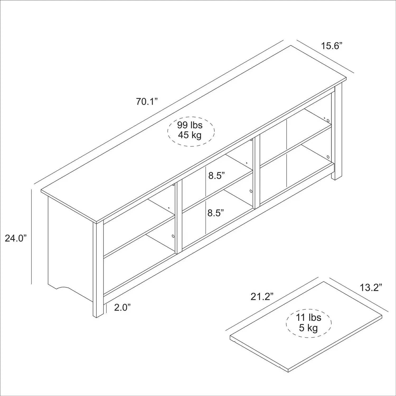 Farmhouse TV Stand in Light Travertine Wood Finish - for TVs up to 70-inch by HomePacific
