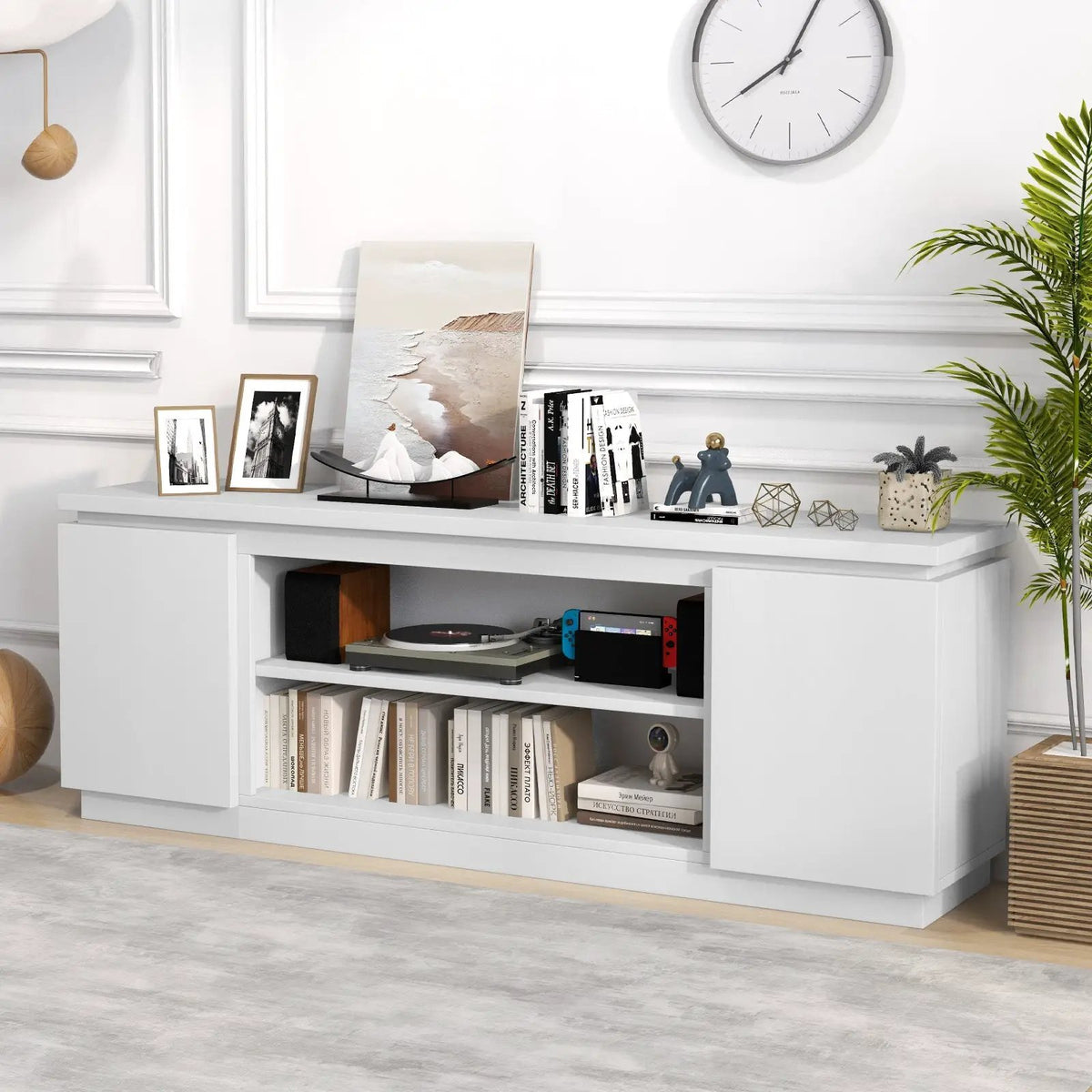 TV Cabinet with 3 Adjustable Shelves and Anti-Tipping Kits for TVs up to 80 Inch by DirectDeals