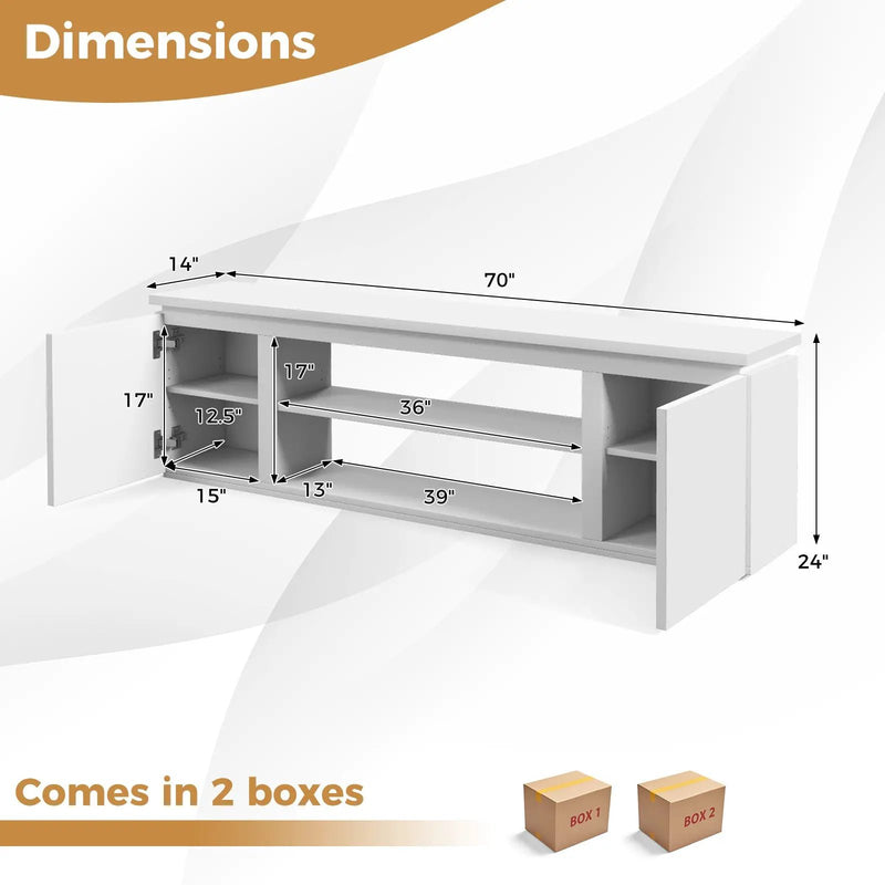TV Cabinet with 3 Adjustable Shelves and Anti-Tipping Kits for TVs up to 80 Inch by DirectDeals