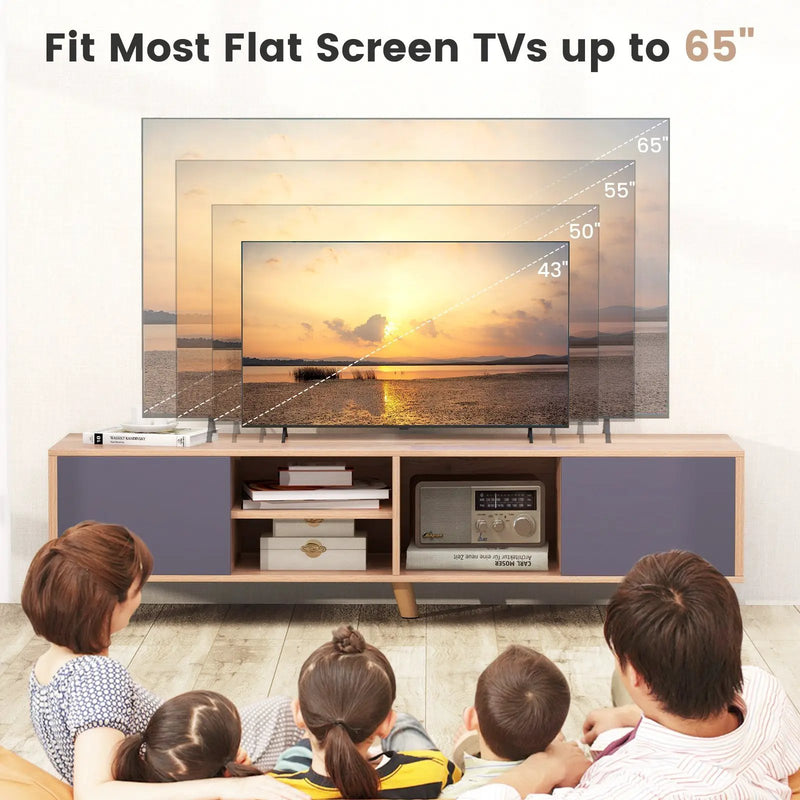 TV Stand Cabinet for TVs up to 65 Inch with Open Shelf for Living Room by DirectDeals