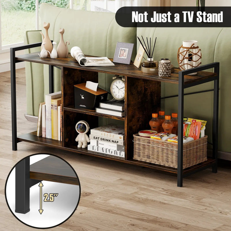 TV Stand for 55 Inch TVs Industrial Entertainment Center-Rustic Brown by DirectDeals