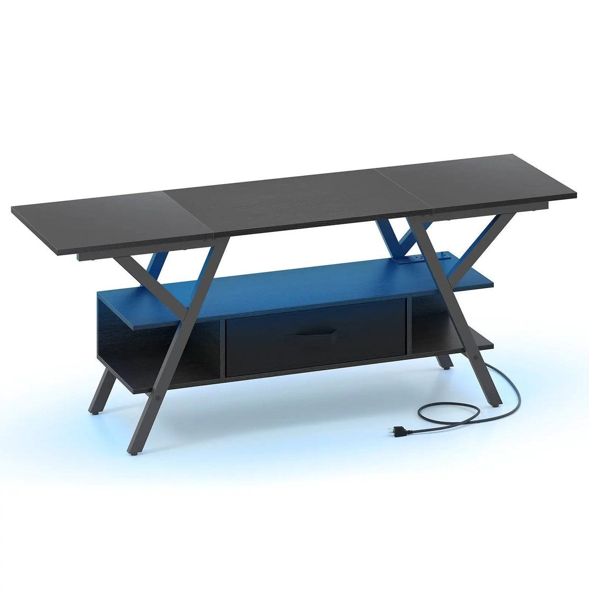 TV Stand for 65 Inch TVs with Power Outlets and LED Lights by DirectDeals
