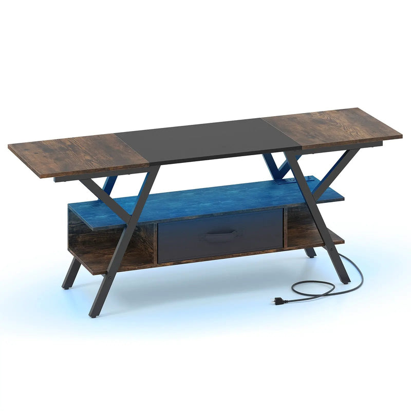 TV Stand for 65 Inch TVs with Power Outlets and LED Lights by DirectDeals
