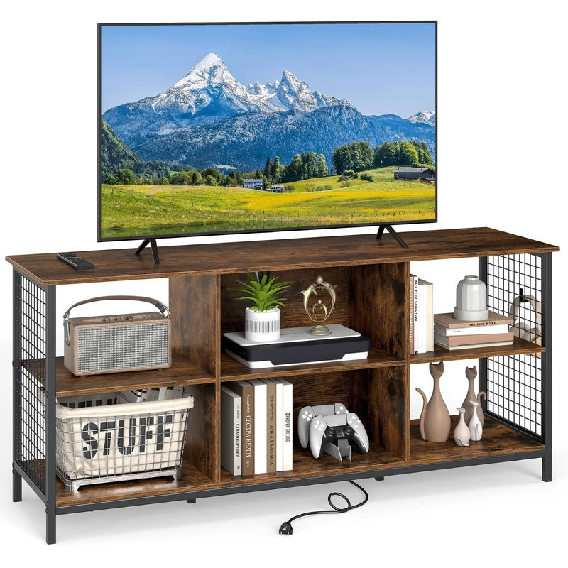 TV Stand for 65 Inch TVs-Rustic Brown and Black by DirectDeals
