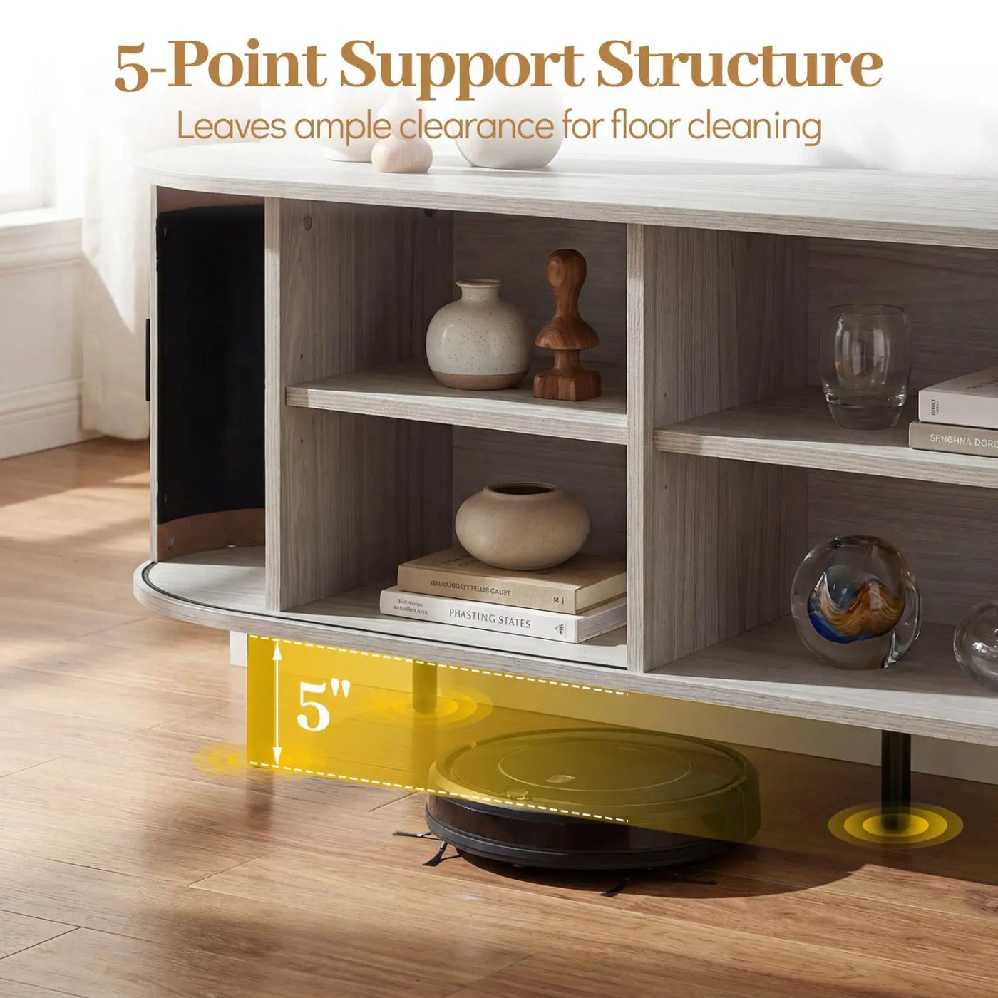 TV Stand for 80 Inch TVs Mid Century Modern Entertainment Center with Fluted Sliding Doors by DirectDeals