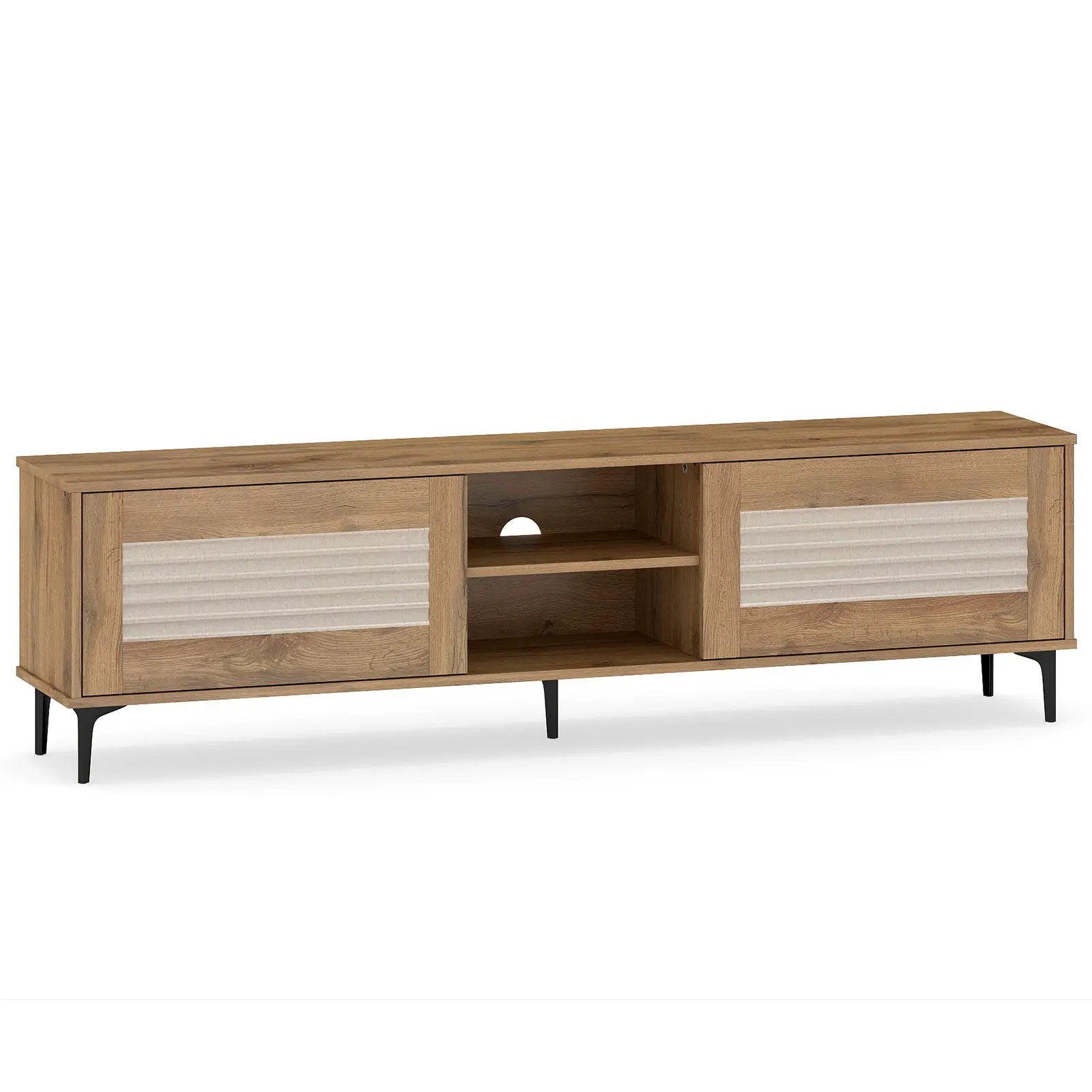 TV Stand for TVs up to 70 Inch Waveform Fluted Entertainment Center-Oak by DirectDeals