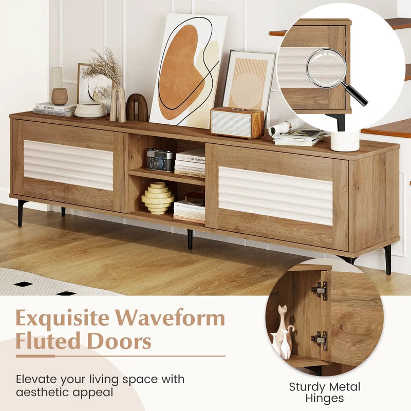 TV Stand for TVs up to 70 Inch Waveform Fluted Entertainment Center-Oak by DirectDeals