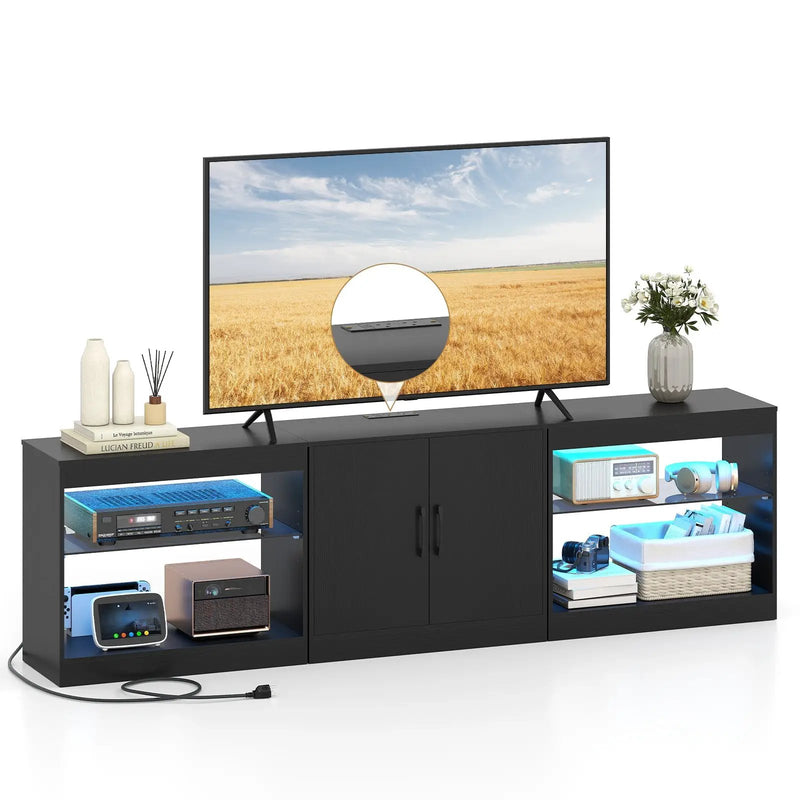 TV Stand for TVs up to 85 Inches LED Entertainment Center with Power Outlets by DirectDeals