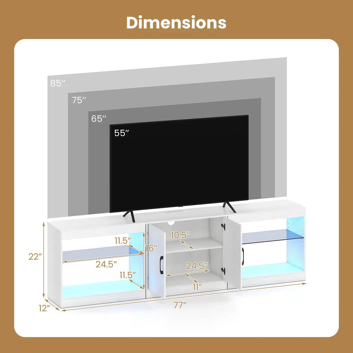 TV Stand for TVs up to 85 Inches LED Entertainment Center with Power Outlets by DirectDeals