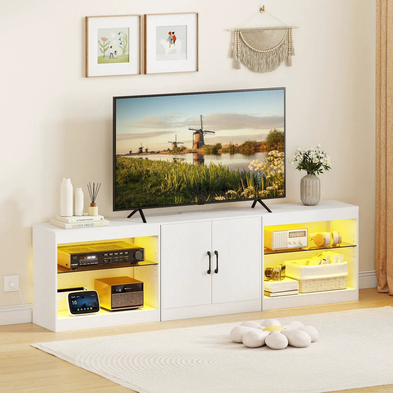 TV Stand for TVs up to 85 Inches LED Entertainment Center with Power Outlets by DirectDeals